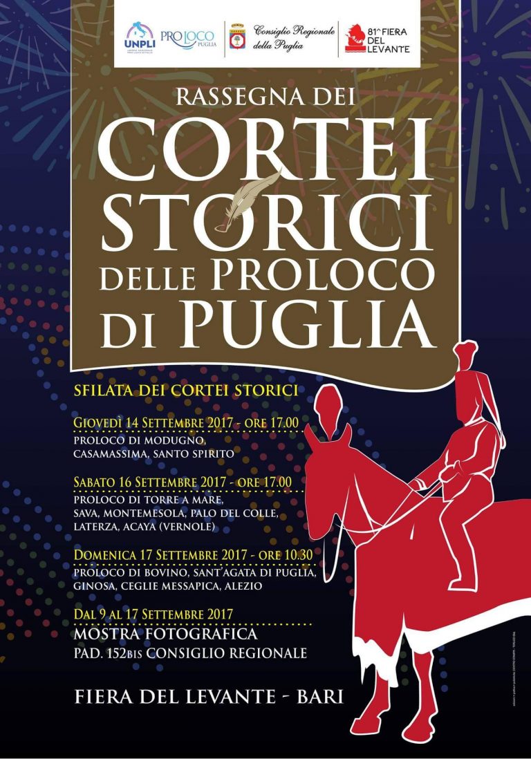 La Fiera del Levante di Bari ospita la rassegna dei Cortei Storici delle Pro Loco di Puglia