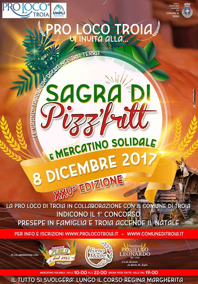 Troia (FG) – Sagra di “PIZZ’ FRITT'” e Mercatino Solidale