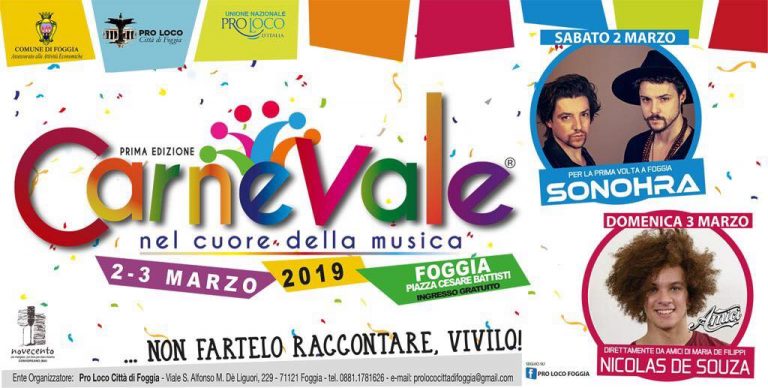 Foggia: Carnevale in Musica con  Sonohra e Nicolas De Souza