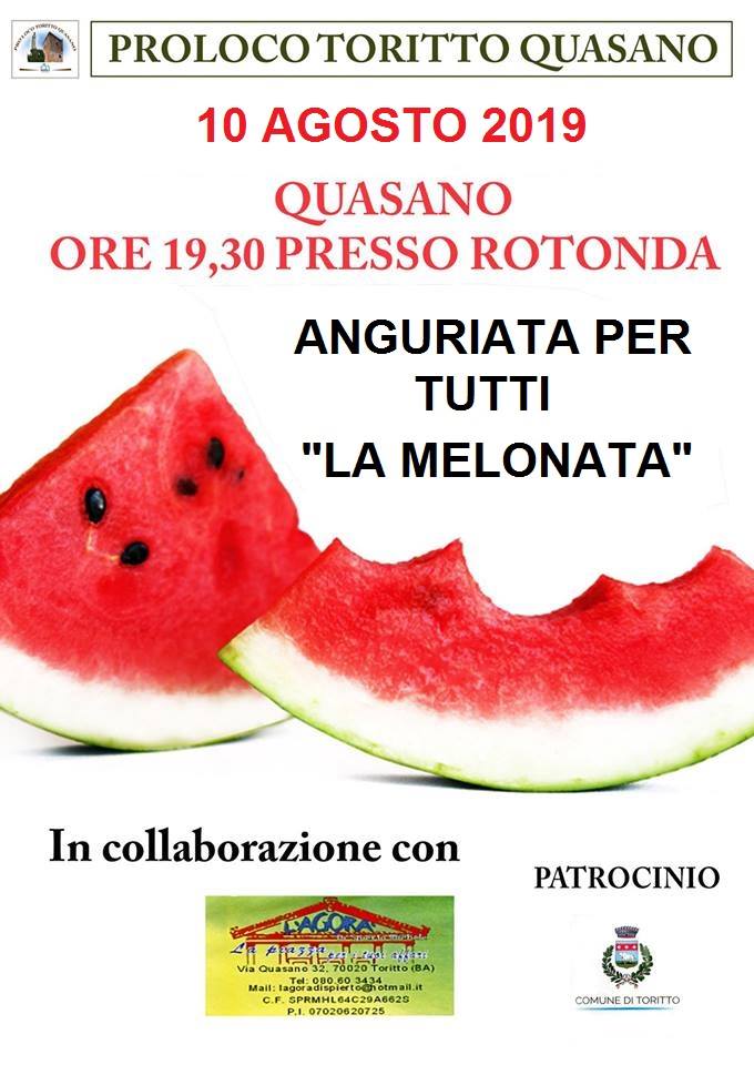 Toritto: il 10 agosto Anguriata per tutti