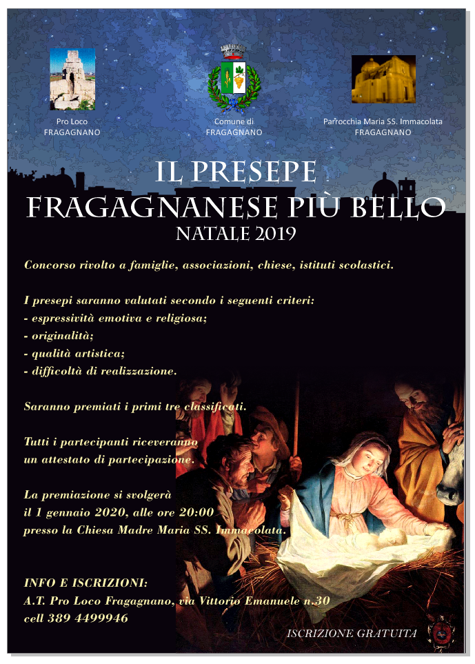 Fragagnano (TA) – Concorso “Il presepe fragagnanese più bello – Natale 2019”