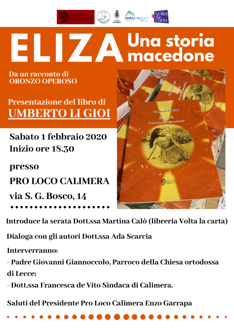 Calimera (LE) – Presentazione del libro “Eliza. Una storia Macedone”