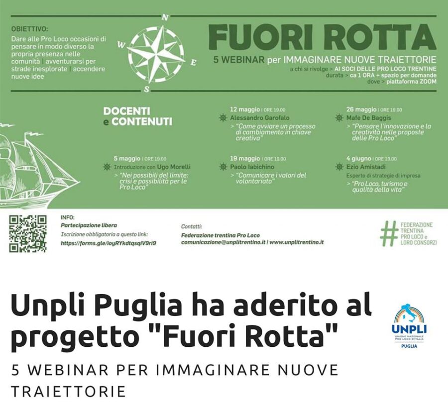 Webinar di formazione delle Pro Loco trentine, Unpli Puglia aderisce: “Unità e professionalità” Webinar di formazione delle Pro Loco trentine, Unpli Puglia aderisce: “Unità e professionalità”