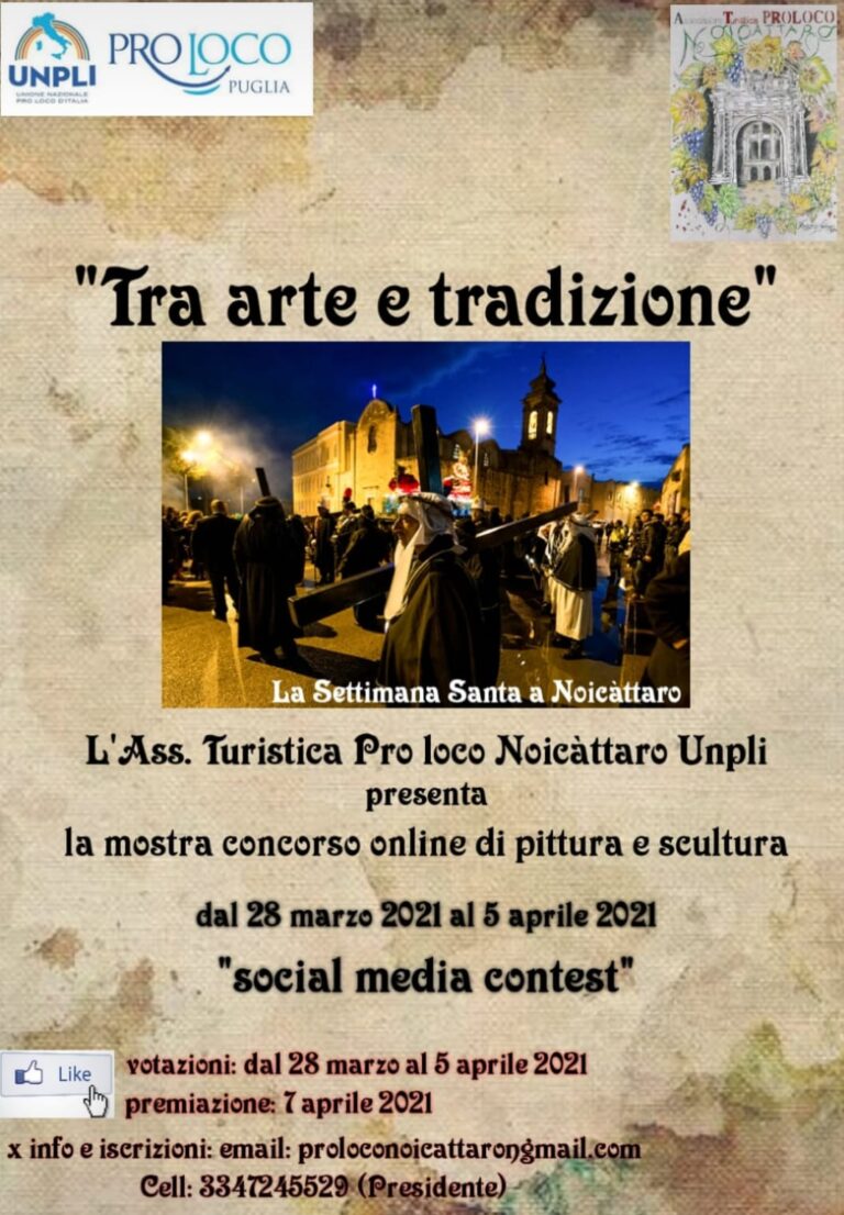 Noicattaro (BA) – Mostra-Concorso collettiva online “Tra arte e tradizione”