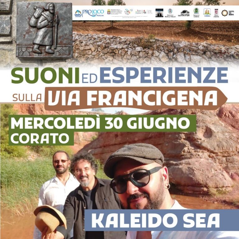 Suoni ed Esperienze sulla Via Francigena: il 30 Giugno i Kaleido Sea in Concerto a Corato