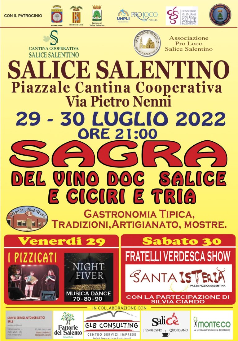 Salice Salentino (LE) – Sagra del Vino DOC Salice e ciciri e tria