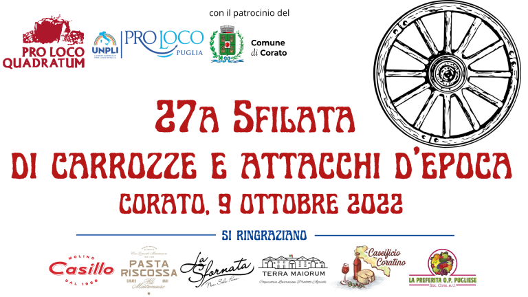 Corato (BA): ritorna la 27a Sfilata di carrozze e attacchi d’epoca rievocando la Vendemmia di una volta