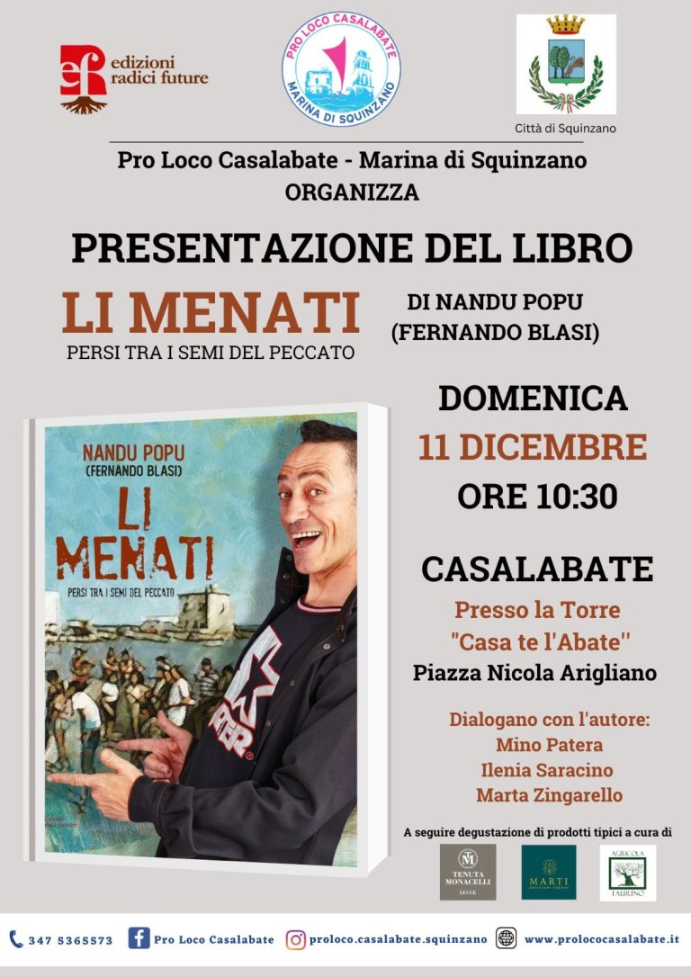 Marina di Squinzano (LE) – Presentazione libro “Li Menati ” di Nandu Popu