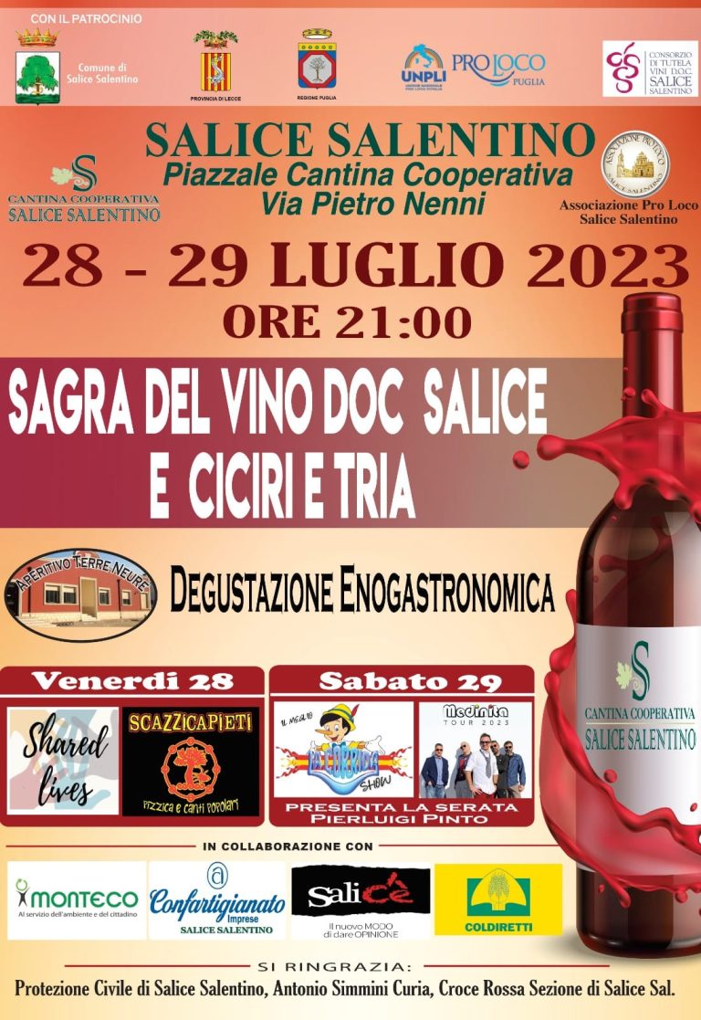 Salice Salentino (LE): Sagra del Vino DOC Salice e ciciri e tria