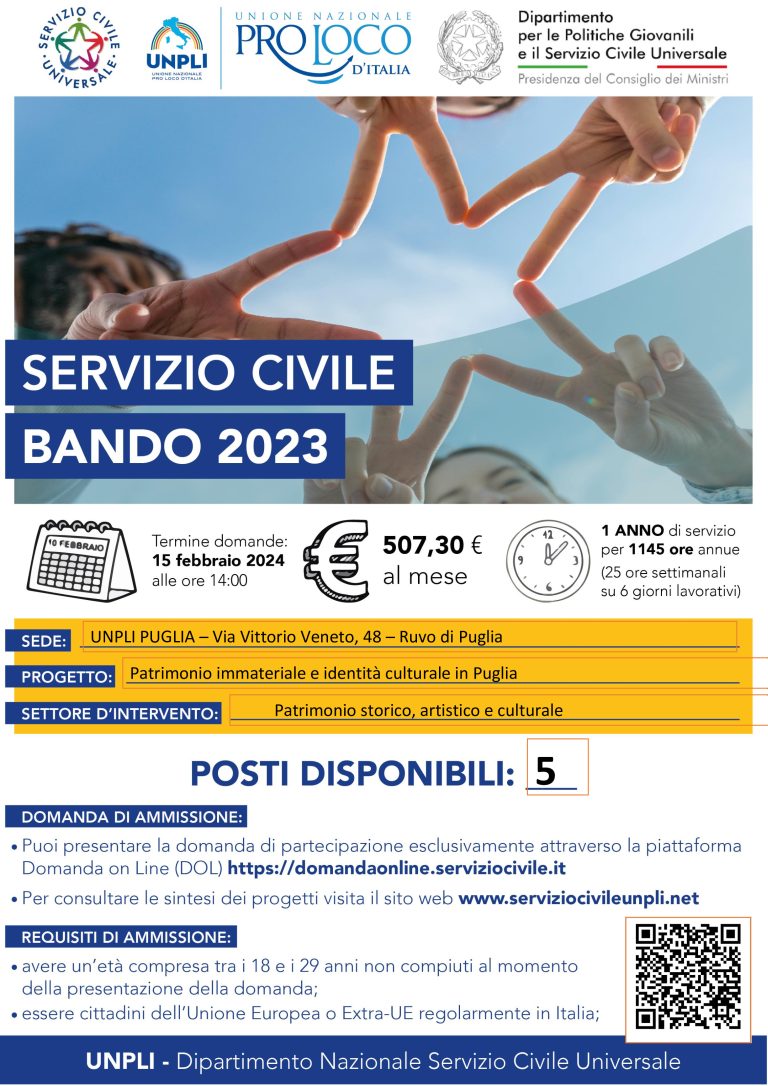 Bando Servizio Civile UNPLI Puglia