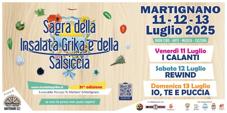 Martignano (LE) – Al via la Sagra dell’Insalata Grika e della Salsiccia di Martignano