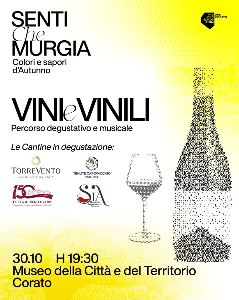 Corato (BA): Torna Vini e Vinili – l’appuntamento che unisce l’eccellenza vinicola pugliese e il fascino della musica su vinile