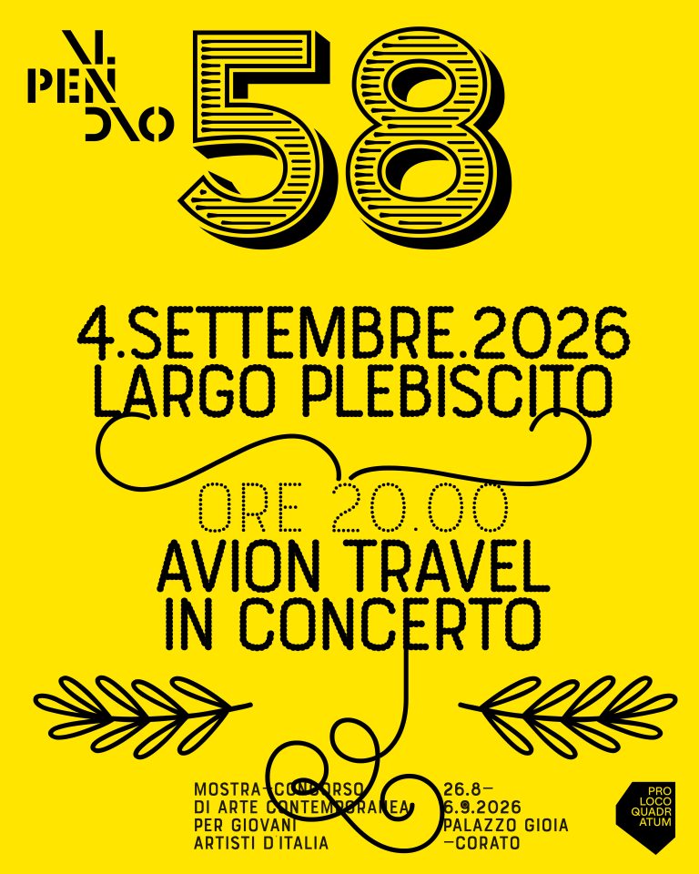Corato (BA): gli Avion Travel in concerto per la storica mostra d’arte “Il Pendìo”